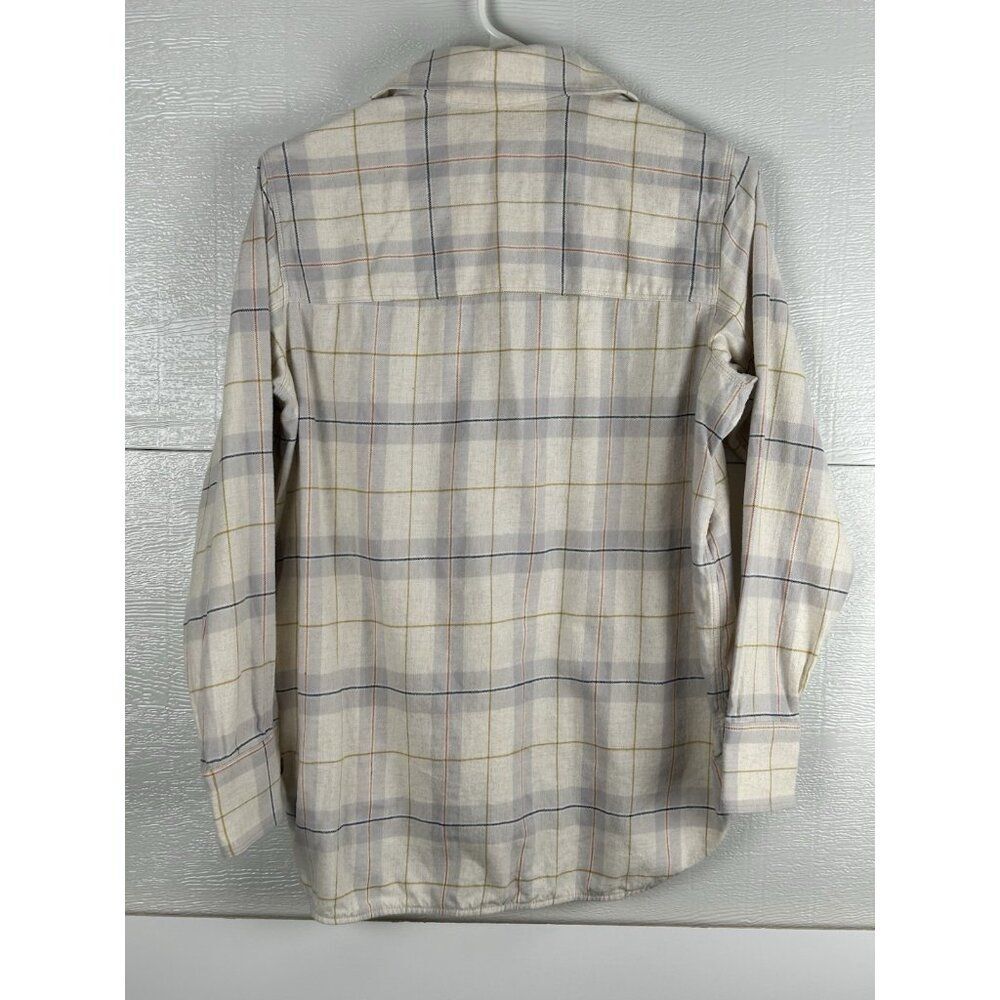 Everlane Shirt Womens 00 Button Up Cotton Yellow Beige Gray Plaid flannel - Picture 2 of 16